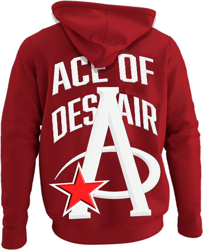 Burgundy/Red/White - Ace Of Despair Shooting Star Hoodies