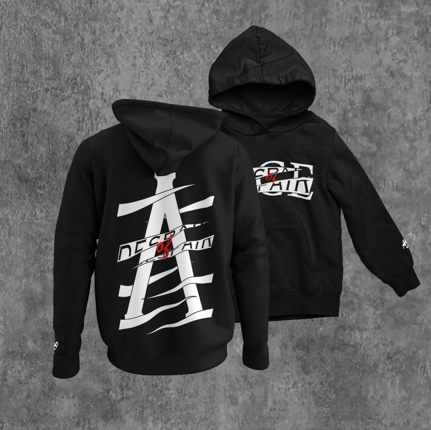 WHITE/BLK Ace Of Despair "Shredded Doubt" Hoodies