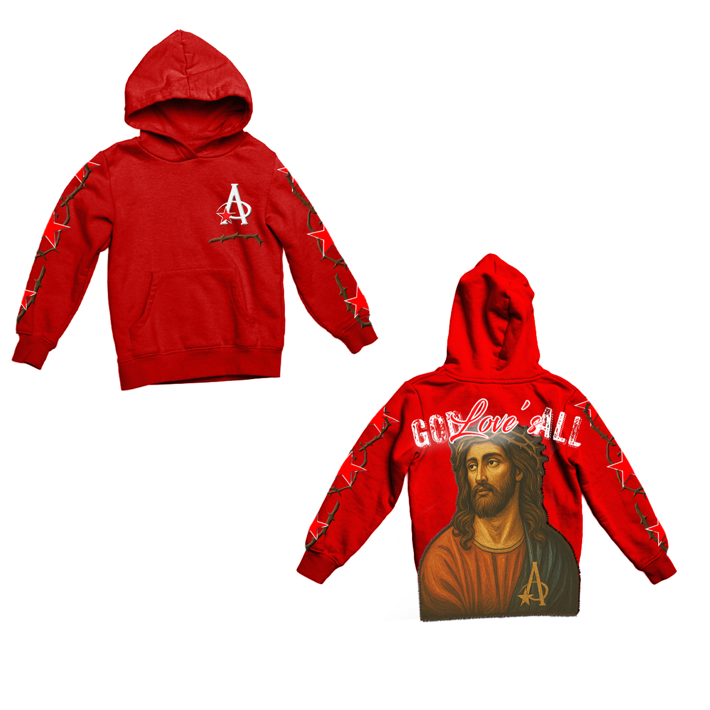 RED "GOD LOVE'S ALL" HOODIE COLLECTION **LIMITED EDITION**