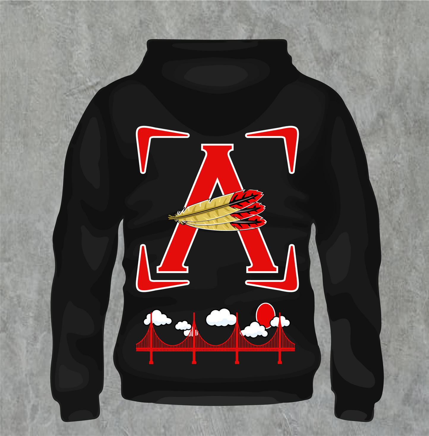 Hooded Sweat Top Blk/Red