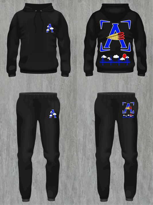 Hooded Sweat Set Blk/Blue