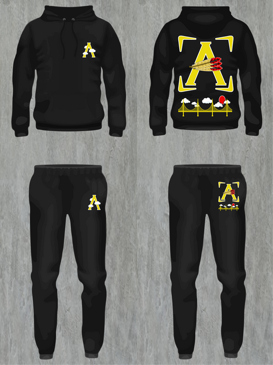 Hooded Sweat Set Blk/Yellow