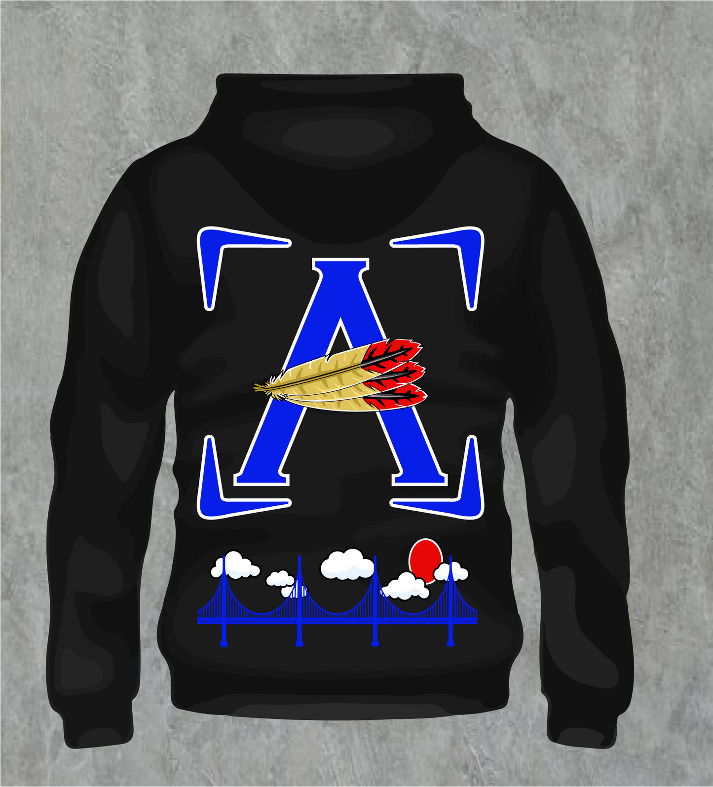 Hooded Sweat Top Blk/Blue