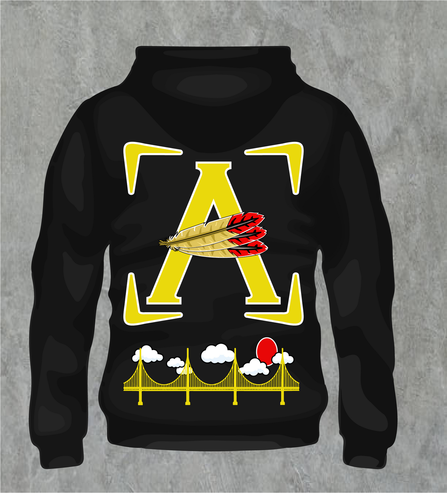 Hooded Sweat Top Blk/Yellow