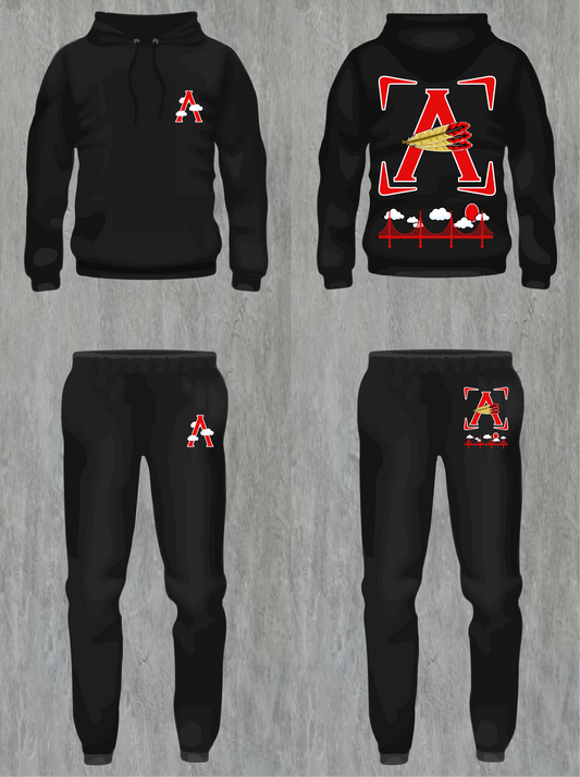 Hooded Sweat Set Blk/Red