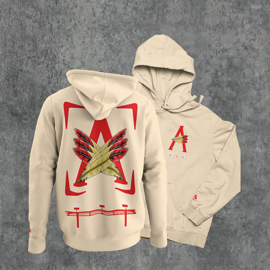 BEIGE/ RED- AOD BILLBOARD HOODIE