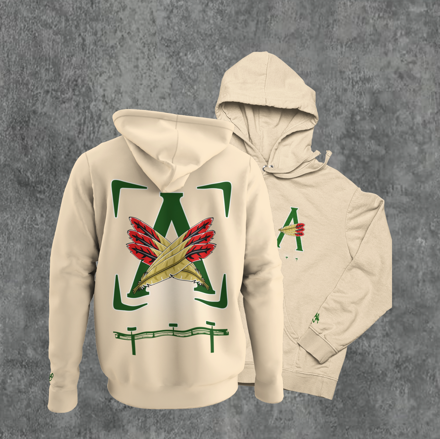 BEIGE/ GREEN- AOD BILLBOARD HOODIE