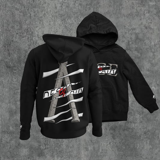 BLACK/BLK/ GREY AOD Shredded Winter Hoodies