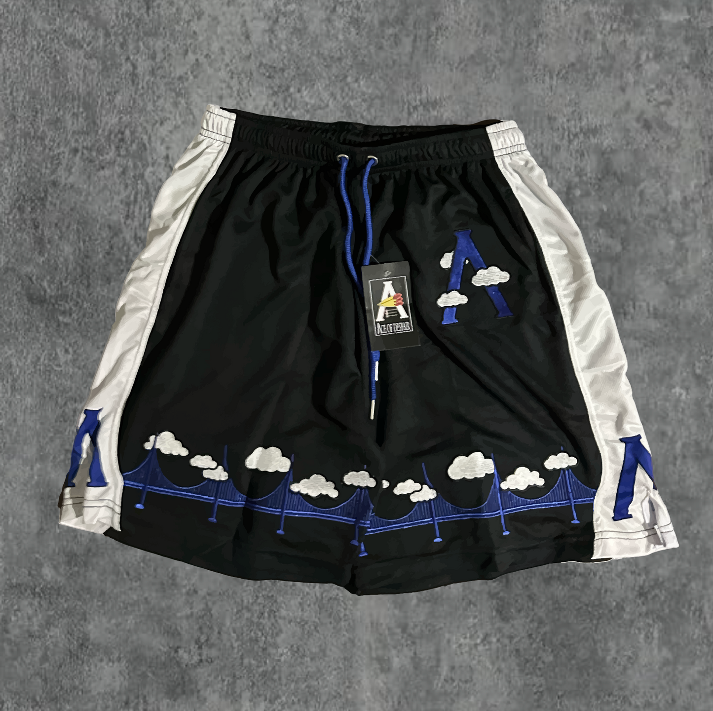 3.   BLUE/BLK AOD Cloud 9 Shorts