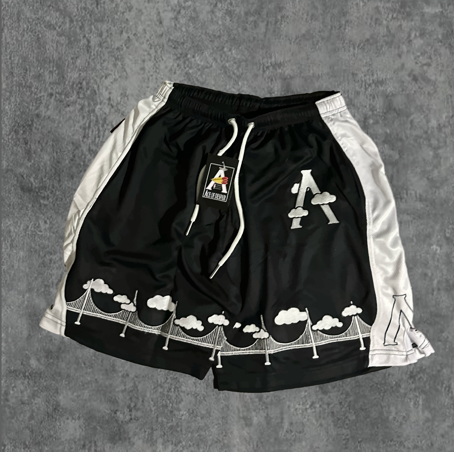 4. WHITE/BLK AOD Cloud 9 Shorts