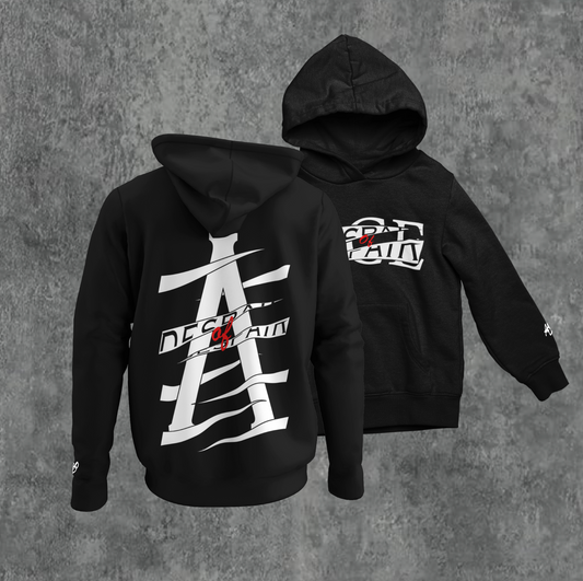 WHITE/BLK AOD Shredded Winter Hoodies