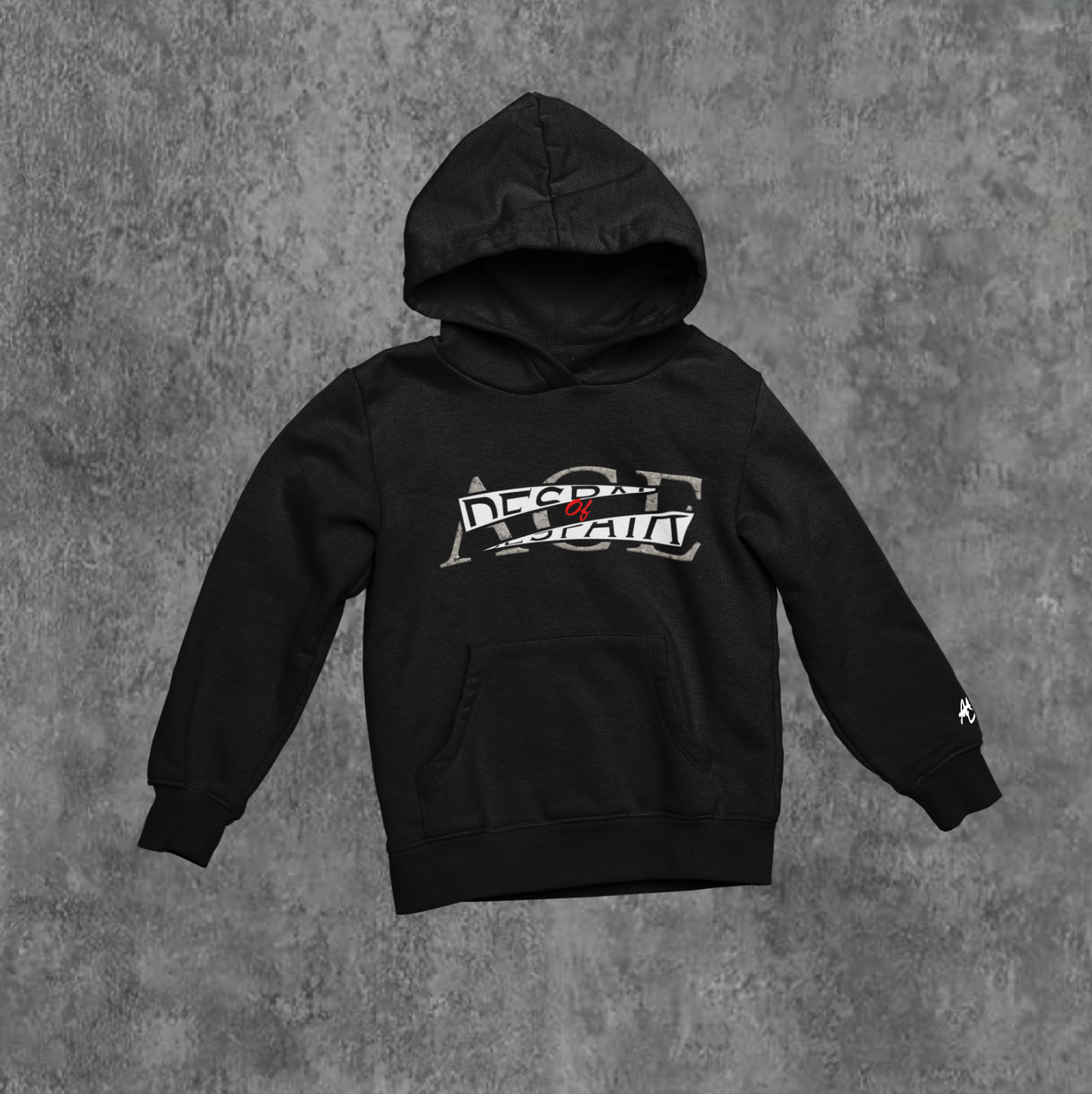 BLACK/BLK/ GREY AOD Shredded Winter Hoodies