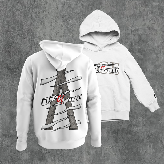 WHITE/BLK/ GREY AOD Shredded Winter Hoodies